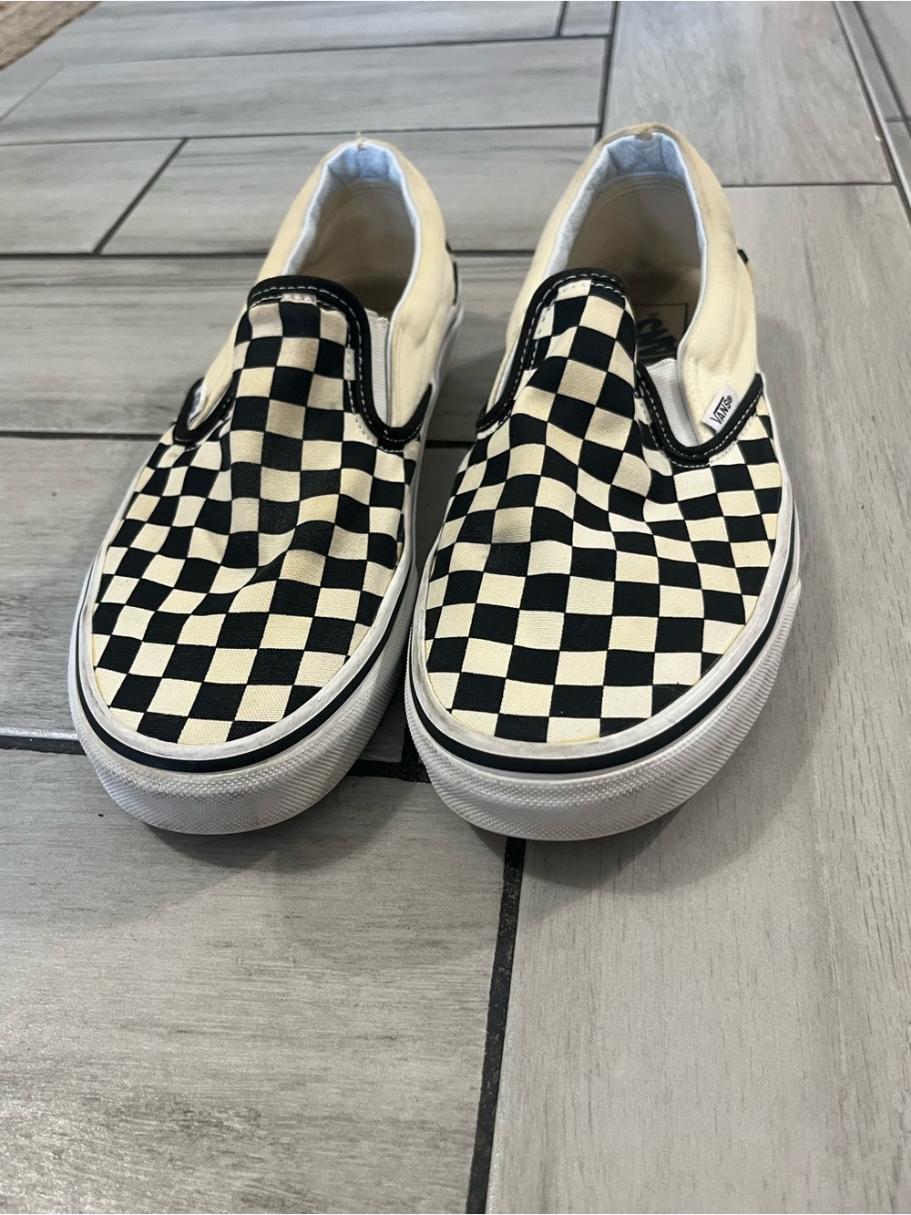 Vans Slip-On Sneakers in Black & White Checkerboard